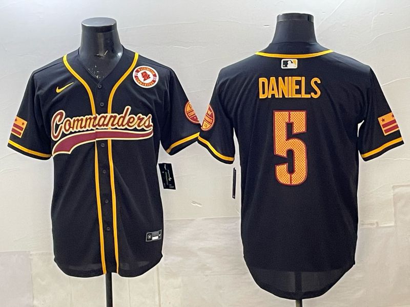 Men 2025 Nike Washington Commanders #5 Daniels Black 3th generation Joint Name Limited NFL Jersey 001